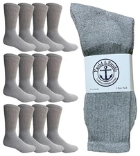 Yacht & Smith 12 Pairs Of Mens Cotton Socks, Athletic Socks Shoe Size 10-13,Gray