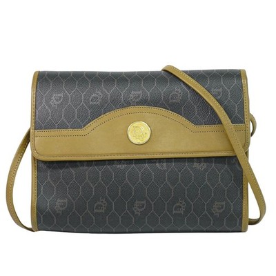 Christian Dior Honeycomb PVC Crossbody Bag Black Gold