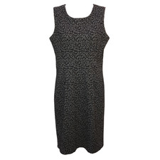 Calvin Klein Size 4 Women Sheath Dress Sleeveless Career Animal Print Black Gray