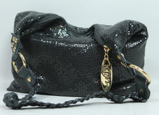 Vtg WHITING DAVIS Black Enamel Mesh HANDBAG PURSE w/ Shoulder Strap