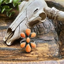 925 Sterling Silver Spiny Oyster Cluster Ring Size 8 Southwest Style