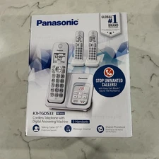 Panasonic KX-TGD533W Cordless Phone System 3 Handsets Digital Answering Open Box