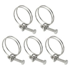 5 Pcs 36-40 mm 201 Stainless Steel Double Wire Hose Clips with M6 Screw