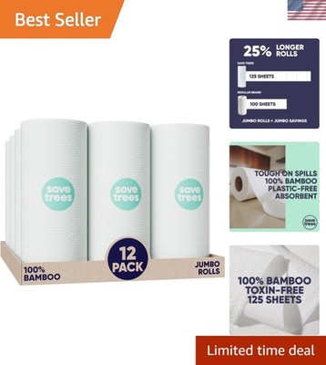 Bamboo Paper Towels 12pk - 1800 Sheets Paper Towel Rolls Ultra Absorbent & Du...