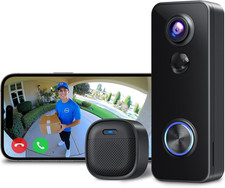 XTU Battery Doorbell, 180  Head-to-Toe Video, Live View with Two-Way Talk, No Mo