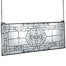 Stained Glass Window Panel 35.2 x 13 Inch Hanging Transom