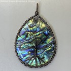 Artisan Seed & Bugle Beaded Bracelet Wire Wrapped MOP Abalone Pendant 39.3g — photo 3