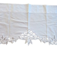Vintage White Battenburg Lace Embroidered Valance Curtain 58"x18" Window Cotton