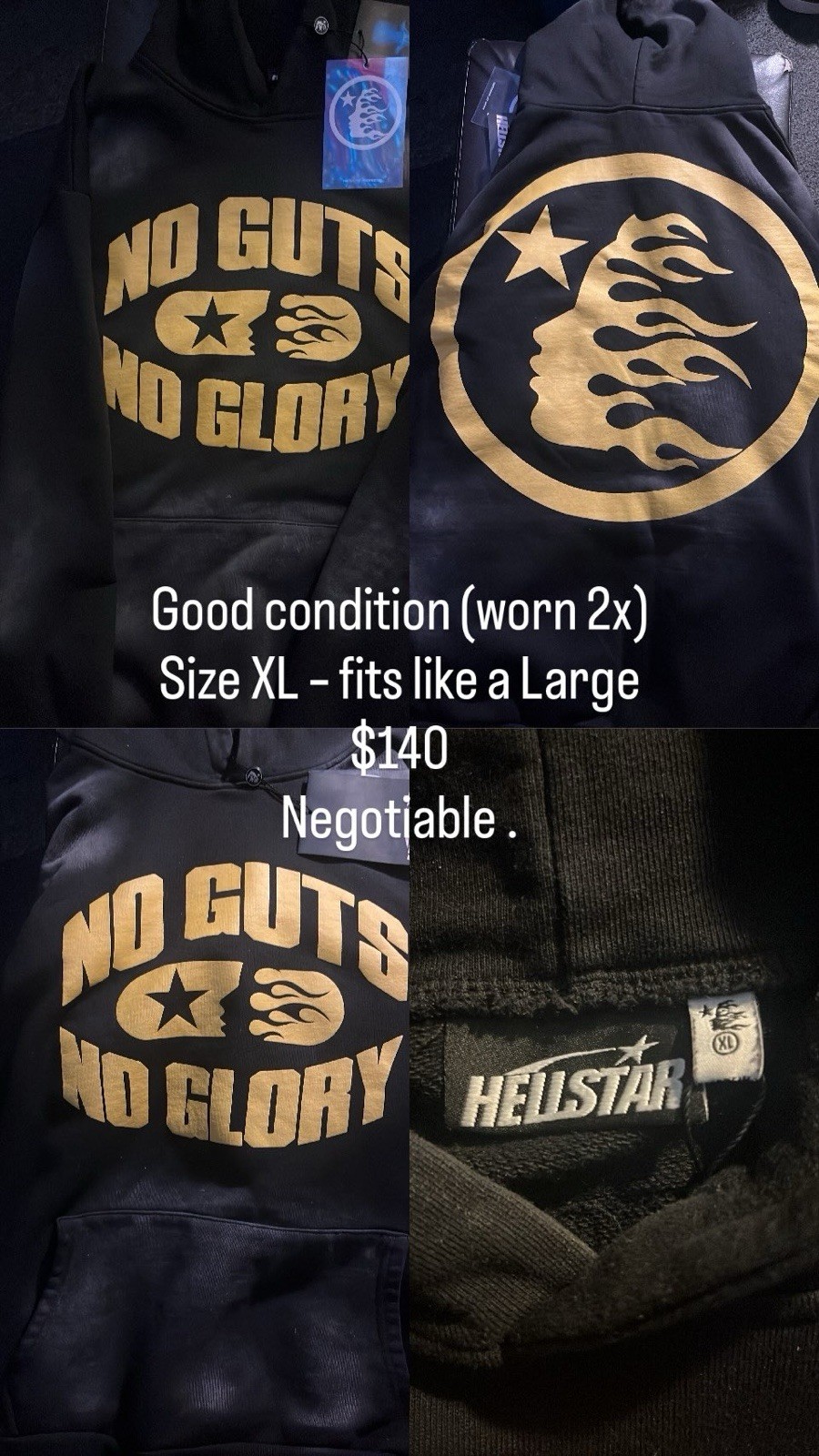 Hellstar Graphic Print Hooded Pullover Hoodie Bla… - image 1