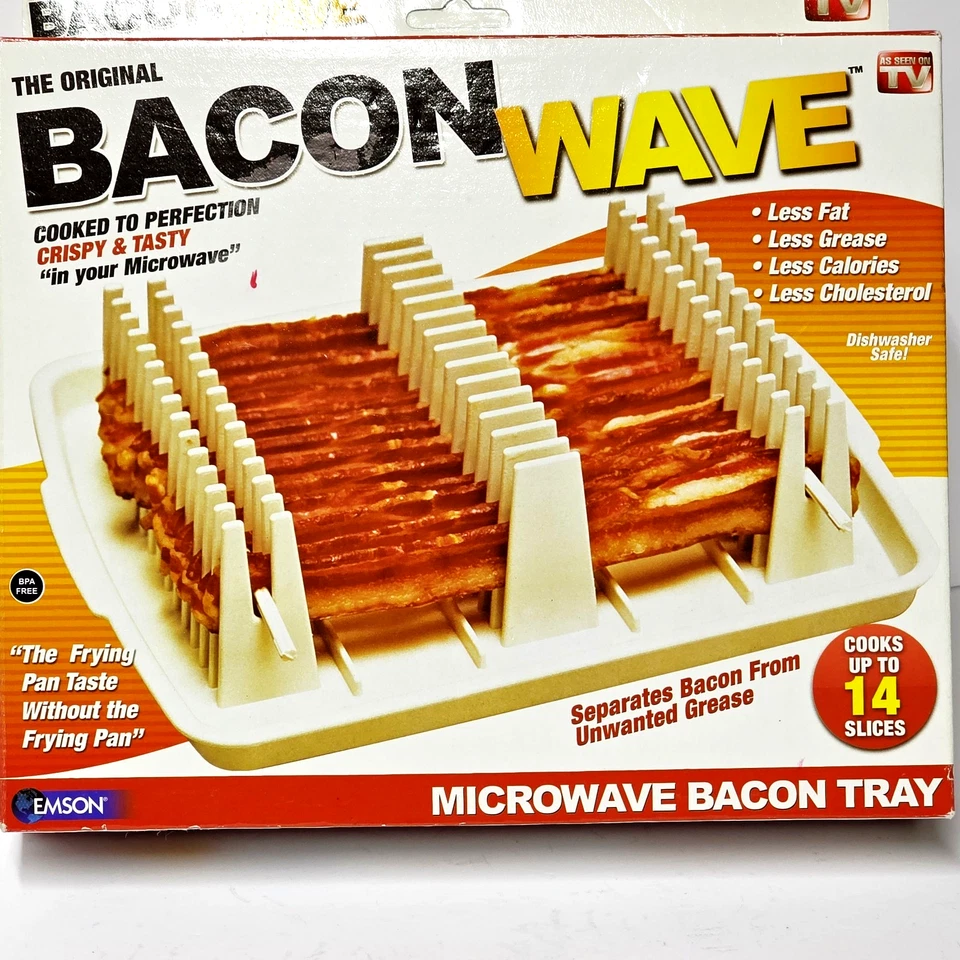 The Original Bacon Wave Microwave Bacon Tray 14 Slices Plastic NEW - Image 2 of 4