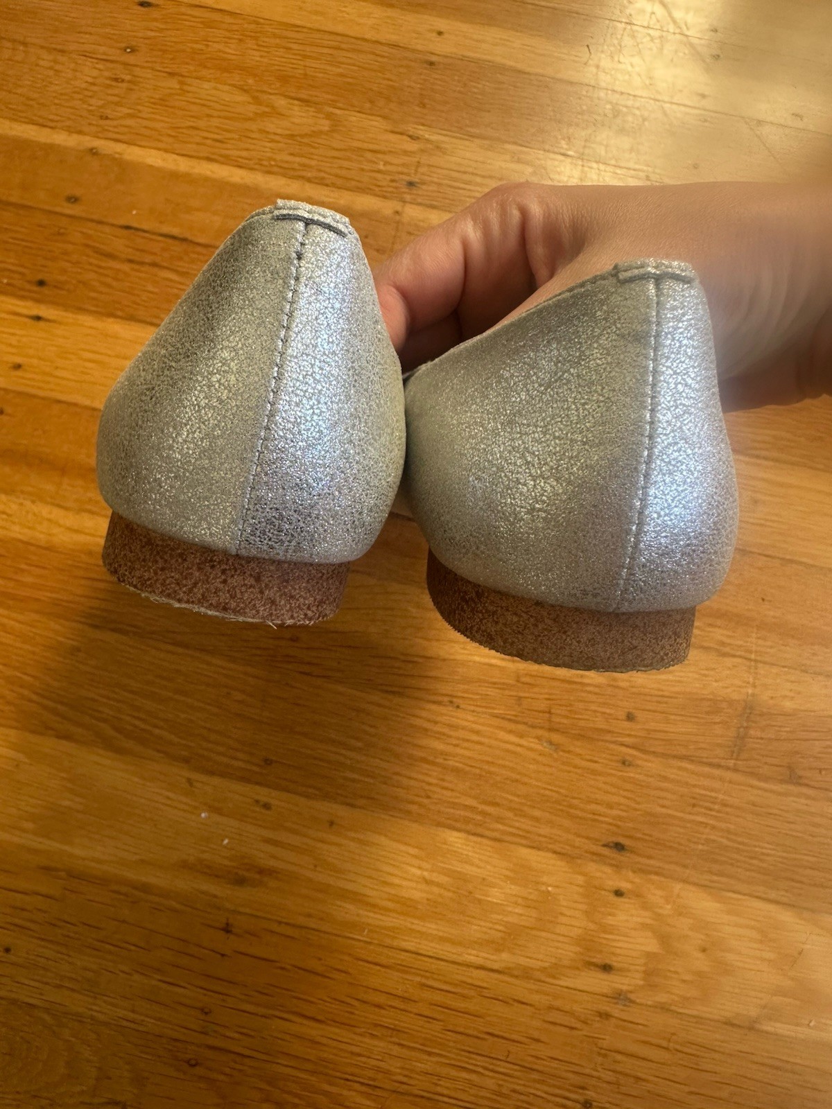 United Arrows Silver leather square toe ballet fl… - image 4