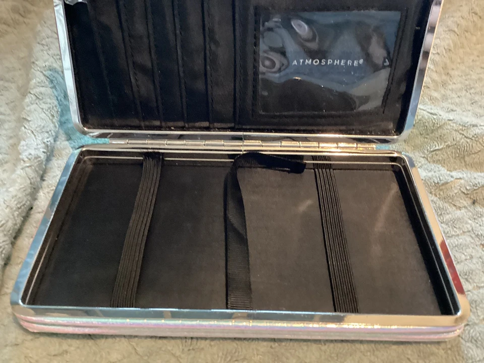 Atmosphere metallic pink Evening Clutch Bag with card pockets and phone holder. - Image 3 of 4