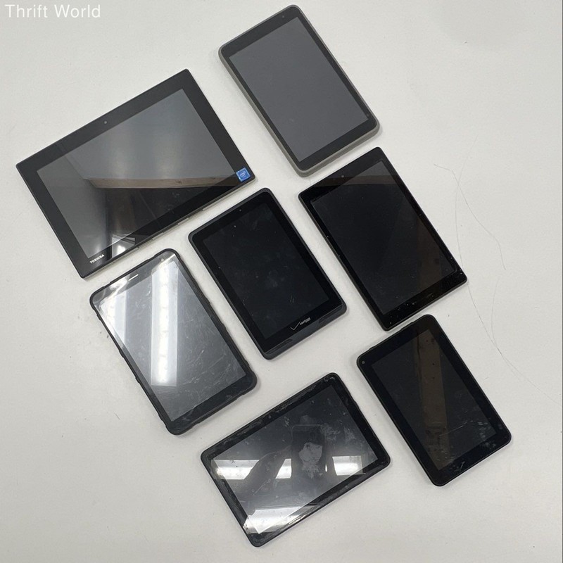Mixed Brand Tablet Lot 7 Piece Toshiba Amazon Fire Verizon Naxa For Parts Only