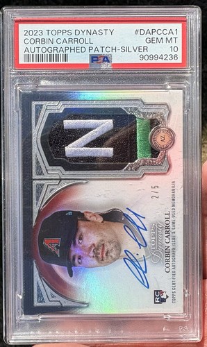 2023 Topps Dynasty Corbin Carroll Silver /5 Rookie Patch Auto RC RPA PSA 10