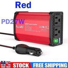 300W Power Inverters for Vehicles - DC 12v to 110v AC Car Inverter Converter Red