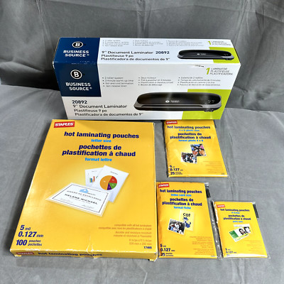 Business Source 9'' Document Laminator BSN20892 New! w Laminator Pouches Bundle!