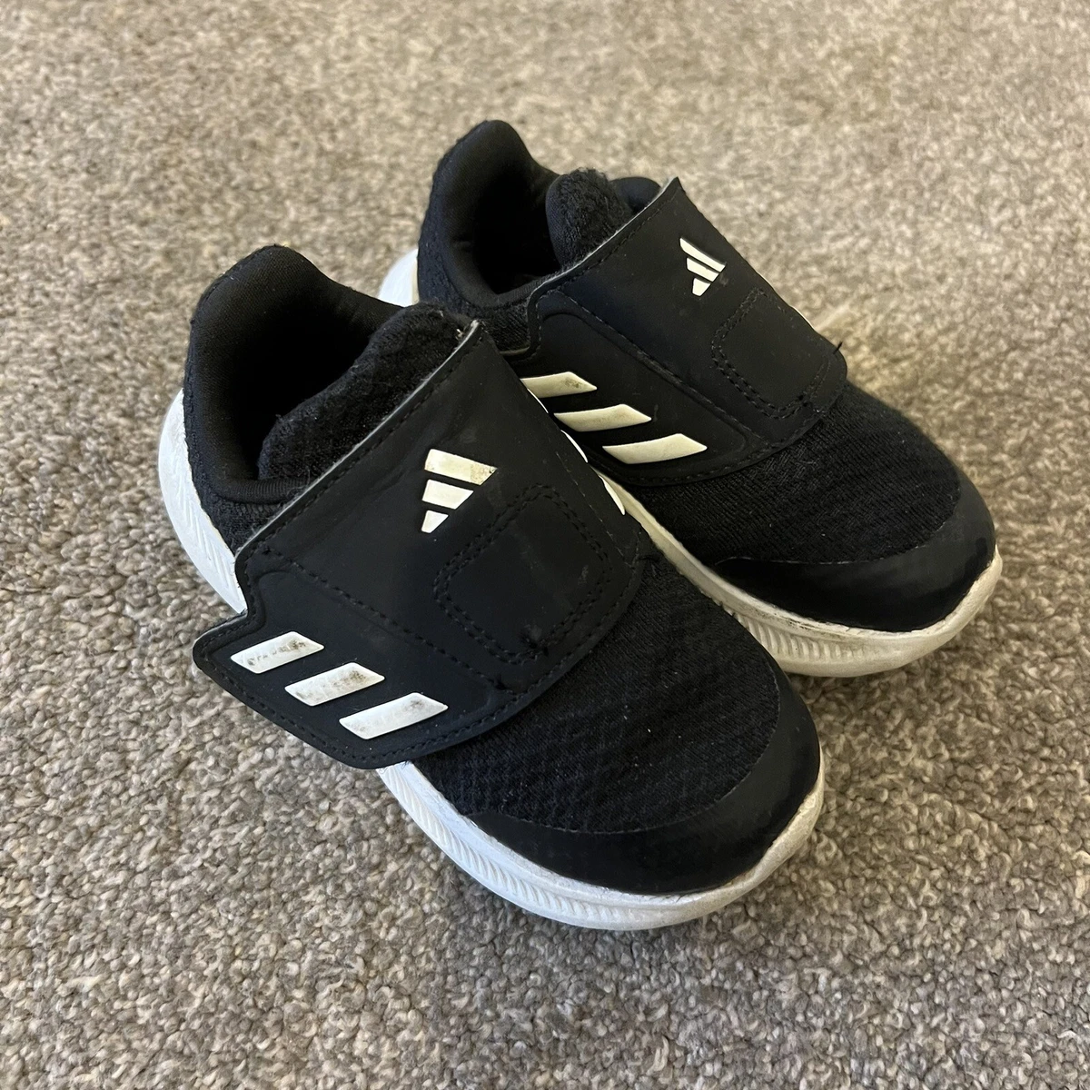 Adidas UK Size 6 EU 23 Babies Kids Black White Casual Trainers