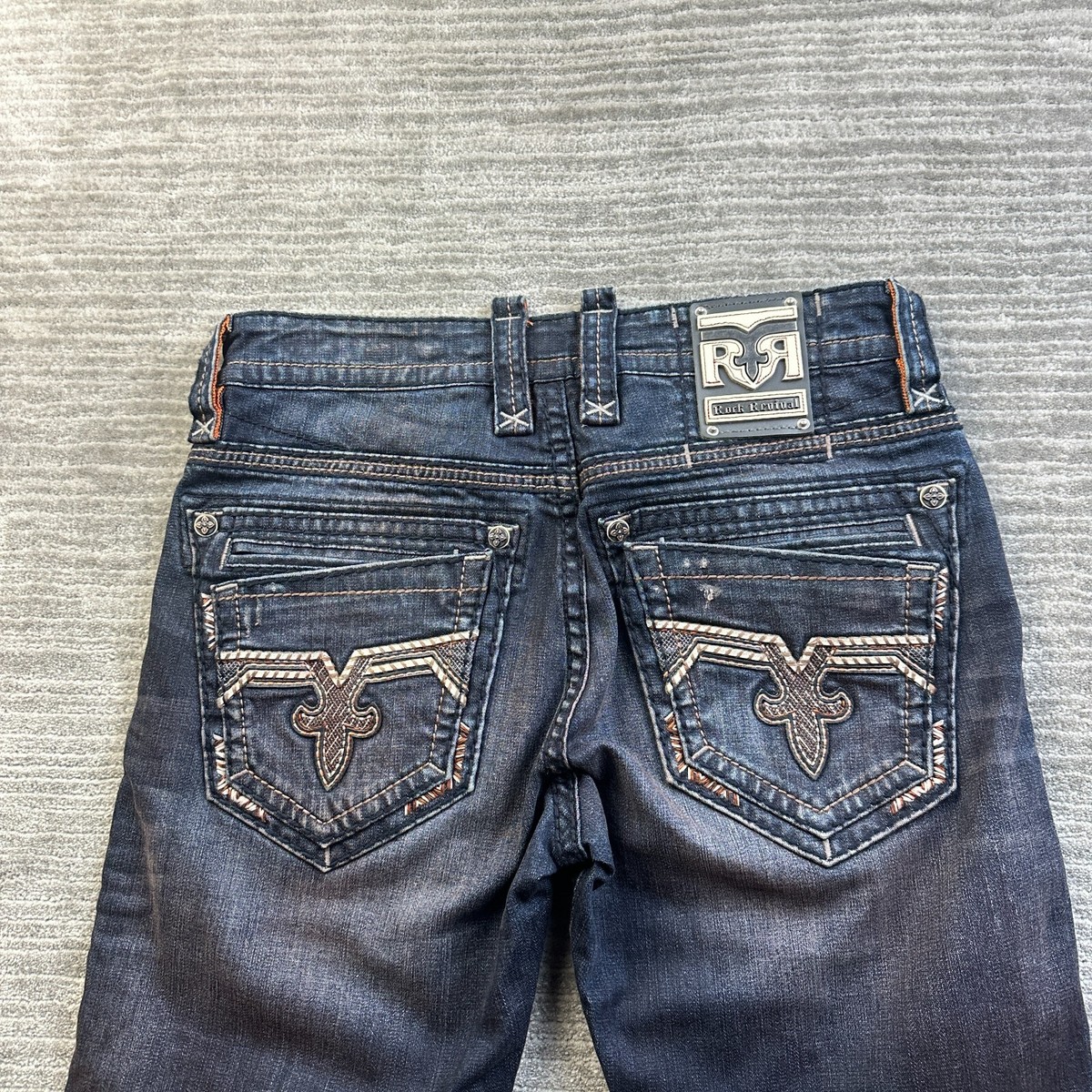 Rock Revival Jeans Mens 32x34 Blue Denim Pants Wales Straight