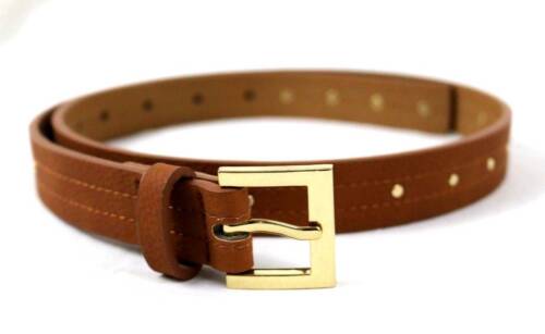 Style & Co Skinny Pant Belt Size S Cognac Brown Gold Buckle Studs MSRP $28 - Picture 1 of 5