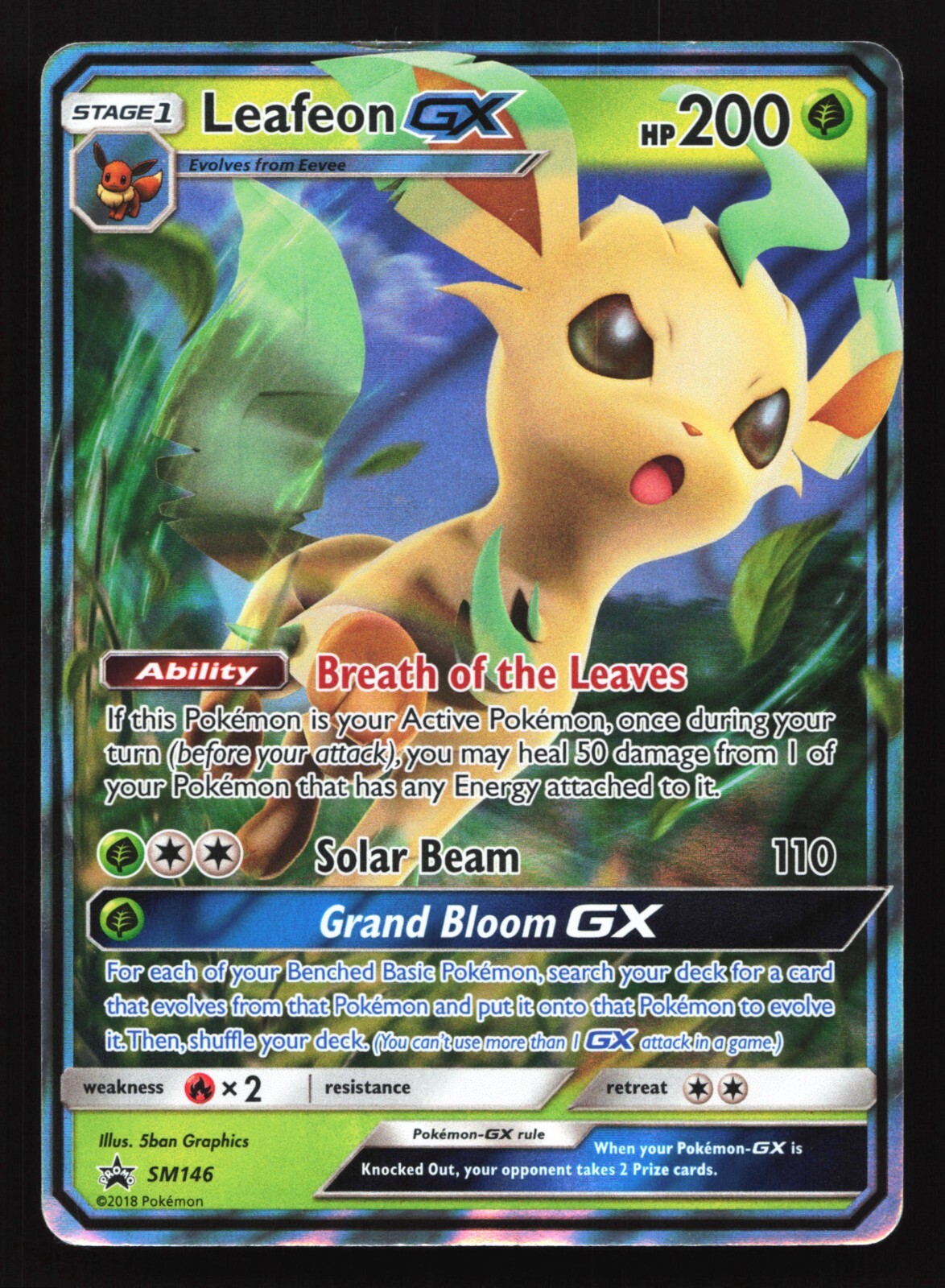 Pokemon Leafeon GX SM146 Sun & Moon Holo Black Star Promo MP