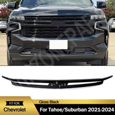 Front Grille Molding Trim Fit For 2021-2024 Chevrolet Tahoesuburban Gloss Black