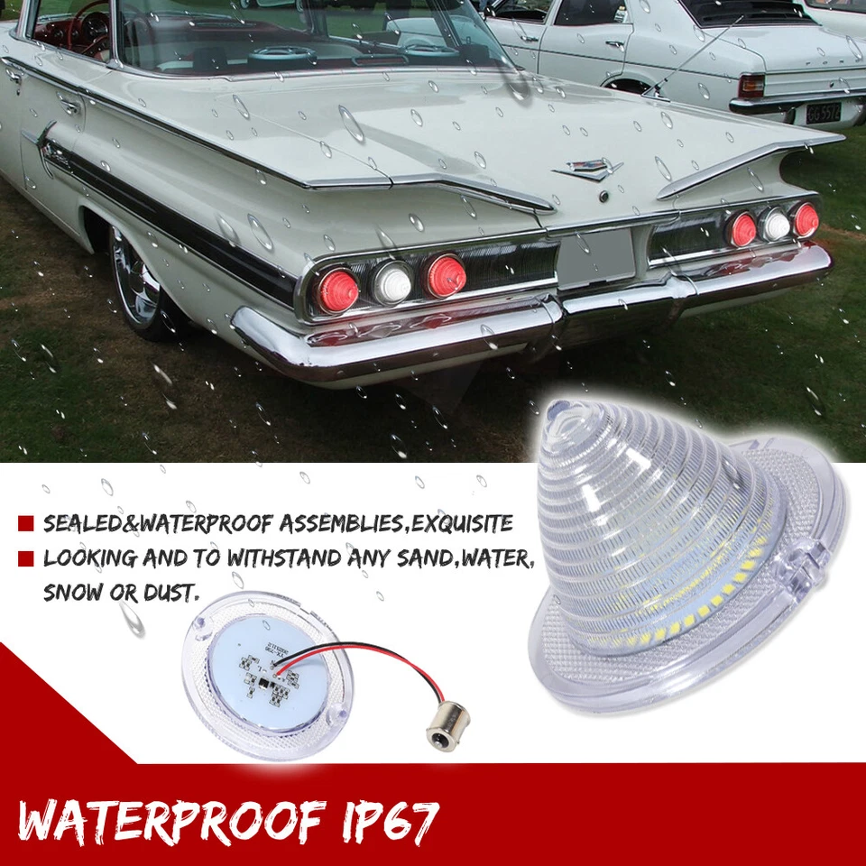 2X Luz de Retroceso LED Blanca Trasera Transparente 1960-1961 Impala Bel Air Biscayne El Camino Foto 4 de 4