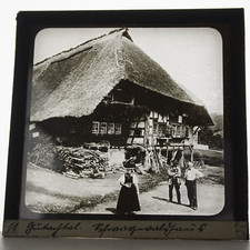 Schwarzwälder Bauernhaus Fotoplatte Um 1920-1930 Glas Positiv Glas Dia 8,5 cm