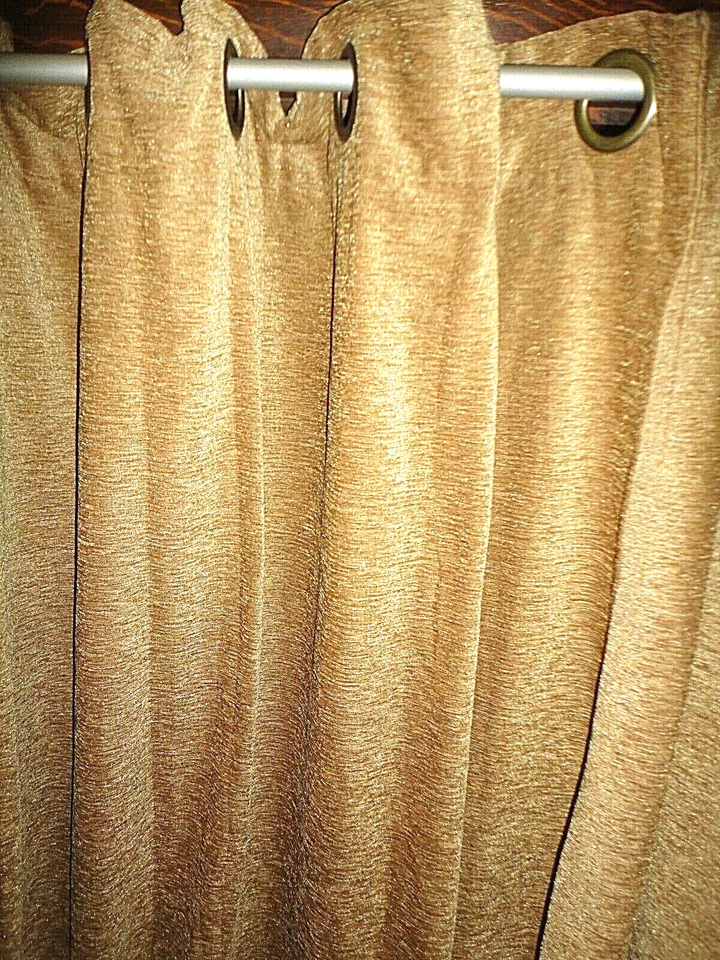 PANELES CORTINAS OJAL ORO CHENILLA BRILLO TEXTURIZADO (2) 42 X 95 Foto 4 de 4