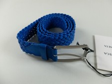  NO CUSTOMS TAX BOTTEGA VENETA blue woven chevron leather belt 90 for 34" waist