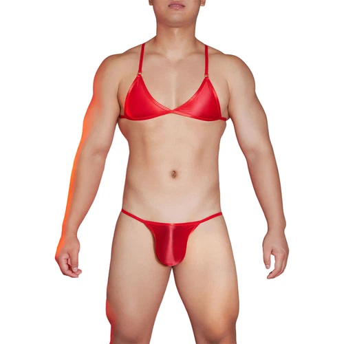 Men Sissy Lingerie Set Sheer Bralette Wire Free Bra Top with Panties Underwear~ - Picture 39 of 45