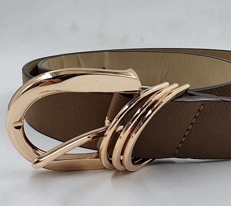 Cinturón Steve Madden Multi D-Ring Keeper con herrajes dorados para mujer XL marrón Foto 3 de 4