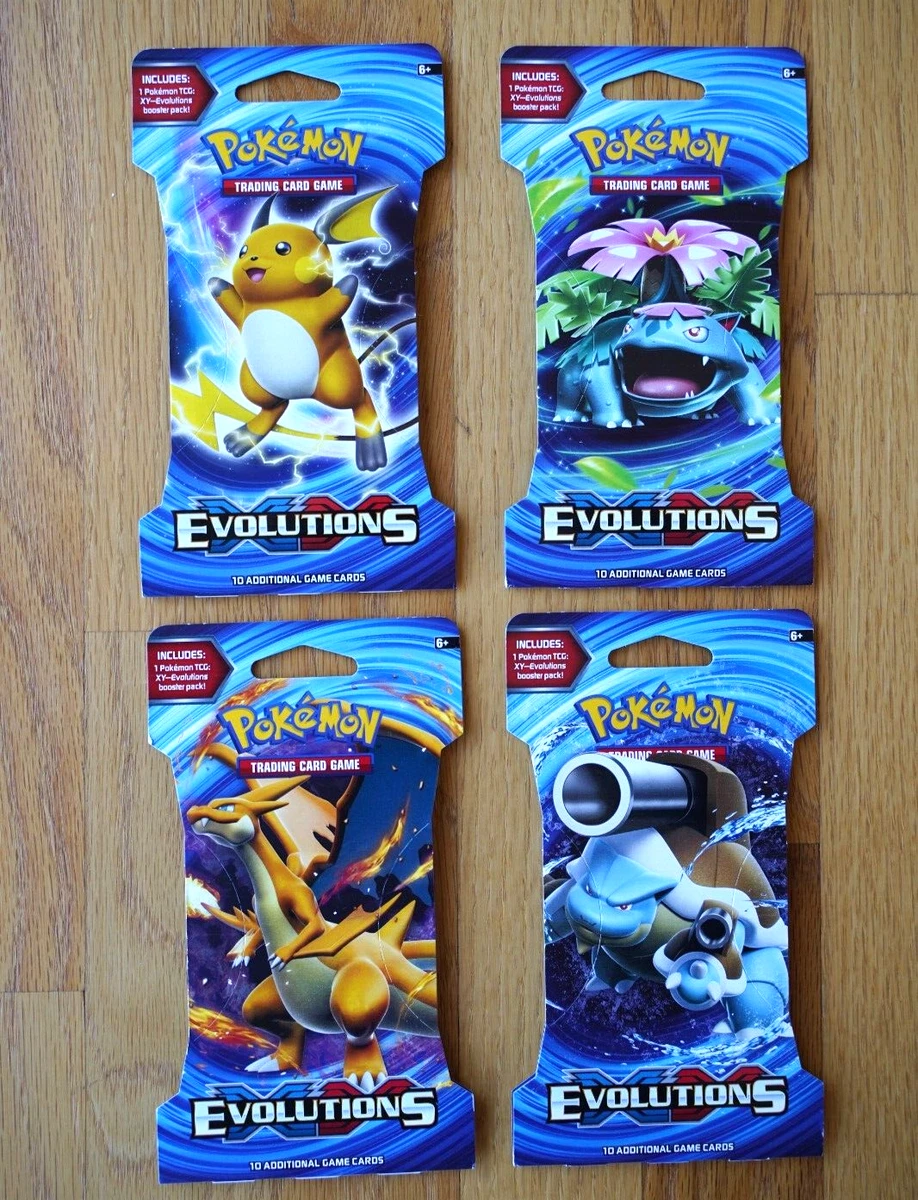 4x Pokemon TCG XY Evolutions Sleeved Booster Pack Bundle 4 Pack Art Set