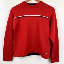 Vtg Tommy Hilfiger Boys Red Flag Logo Sweater Size Small