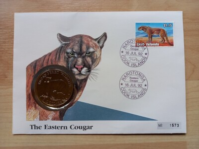 Cook Inseln 5 Dollars 1991 Puma Gefährdete Tierwelt F.E.W. im Numisbrief