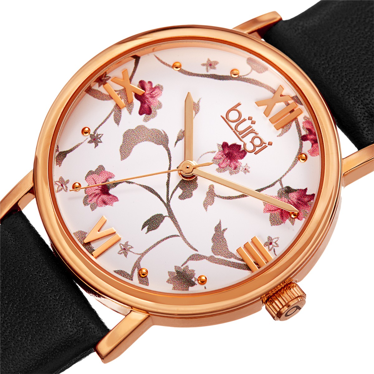 LOT Women\'s Burgi BUR186BK Floral GoldTone Black Crystal Swirl cream READ Women main image 3