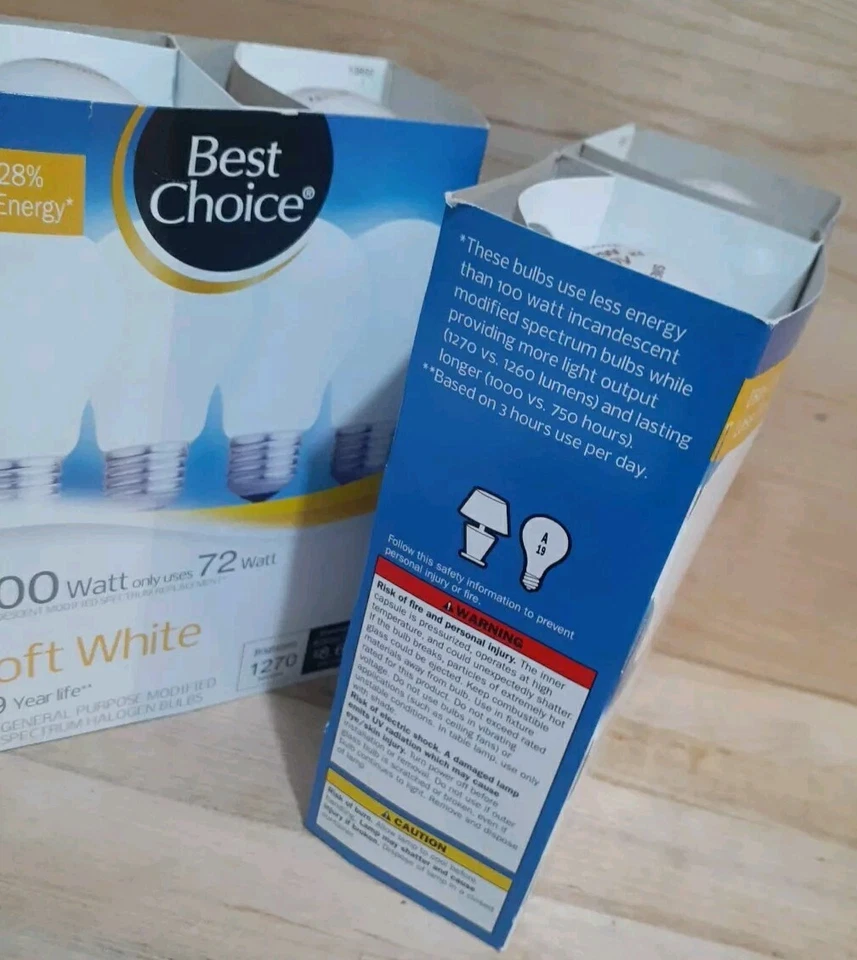 2[4Ct]= 8BULBS: BEST CHOICE  100WATT/72 Soft White Light Bulbs A19 New Old Stock - Image 3 of 4