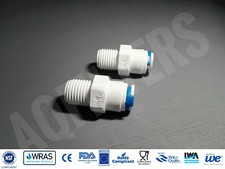 2 x 1/4" NPT to 1/4" Push Fit Connector Adaptor - Reverse Osmosis, RO fitting