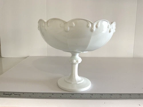Vintage White Milk Glass Compote Footed Pedestal Fruit Candy Bowl Dish