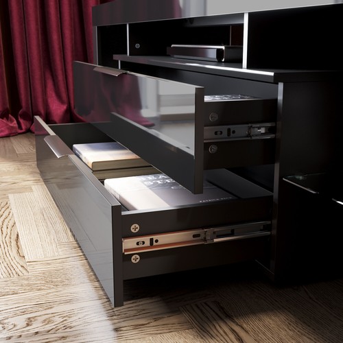 TV Cabinet Black TV stand Entertainment Unit RGB Gloss Furniture with drawers - Picture 9 of 12