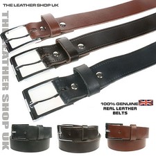 30mm Black Brown Tan 100 Real Leather Handmade Belts Made In UK Silver Buckle