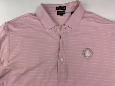 Little Traverse Bay Golf Jack Nicklaus MaxWear Pima Pink Stripe Large SS Polo