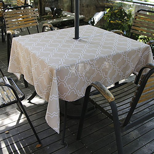 iisutas Outdoor Patio Tablecloth With Umbrella Hole and Zipper, Water