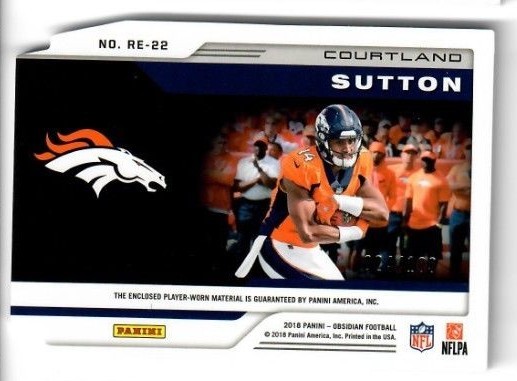 COURTLAND SUTTON 2018 Panini Obsidian Rookie Eruption JUMBO JERSEY