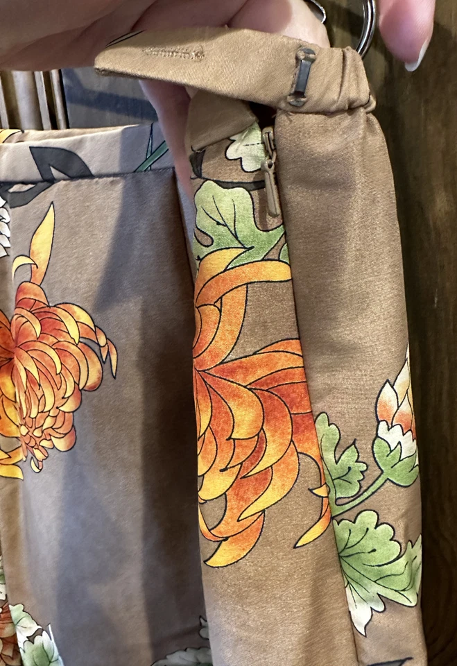 Pantalones para mujer Valerie by Stevens florales verdes naranjas flores 100 % seda talla XL Foto 3 de 4