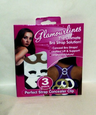 3 Pack Glamourlines Strap Concealer Clips Conceals Straps Instant Lift & Support