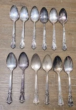 WM A Rogers Sectional Oneida LTD  Silverplate VALLEY ROSE  12 Teaspoons Spoons