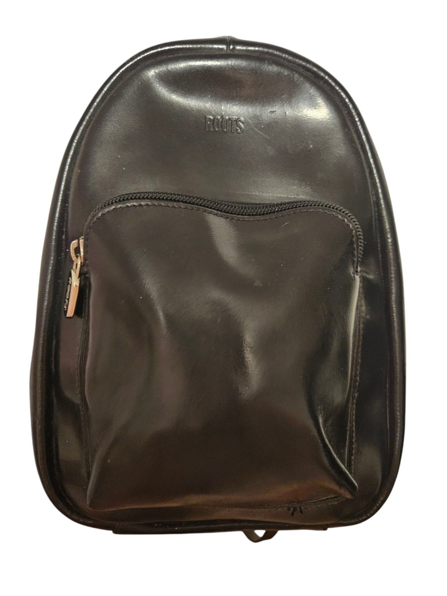 Roots Black Leather Mini Backpack / Purse | eBay display picture 1