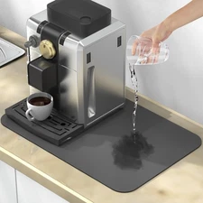 24"X16" Coffee Mat, Gray, Countertops, Bar Accessories, Absorbent, Non-Slip