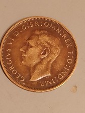 1938 Great Britain One Penny Coin .King George VI