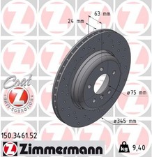 2x Bremsscheibe SPORT Z ZIMMERMANN 150.3461.52 f�r BMW E63 E60 E61 E64 5er 6er
